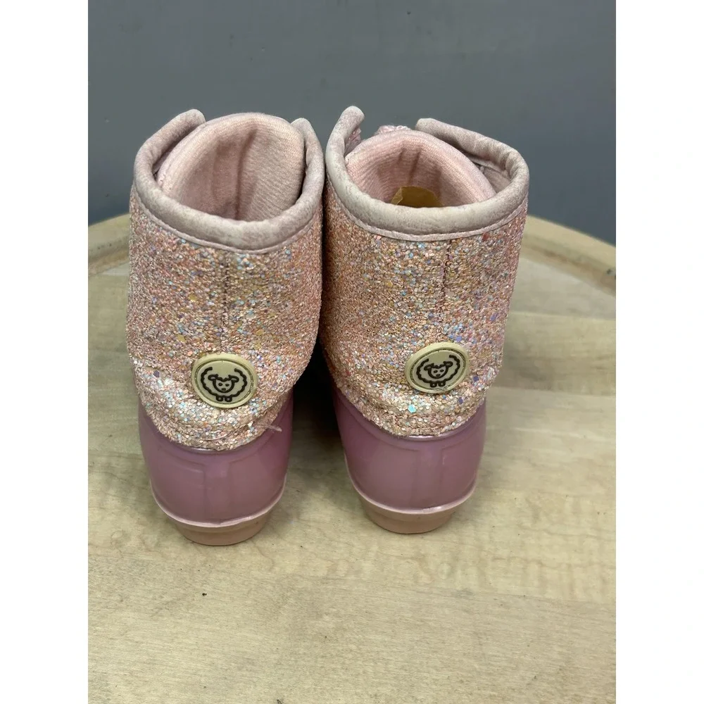 Adrienne Vittadini Bambini Boots Girls Size 6 Glitter Duck Rain Winter Shoes‎